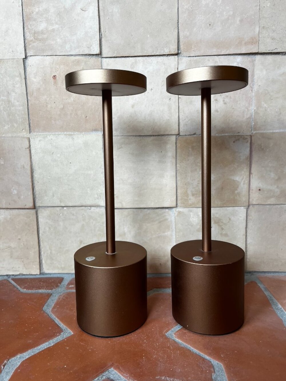 Cordless Rechargeable Table Lamps (Two) Bronze color